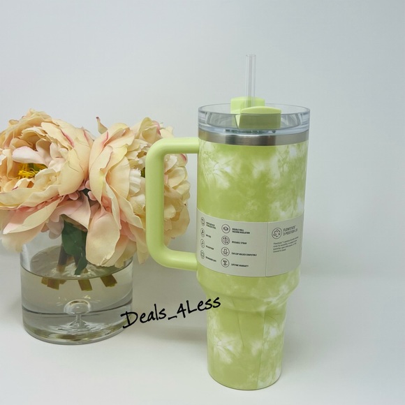 Stanley Tumbler 40 oz Citron Tie Dye Limited Edition Quencher Lime Green RARE - Picture 5 of 6